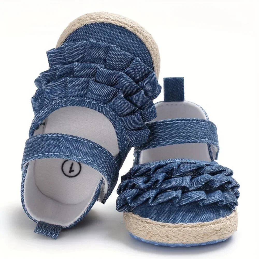 Casual Girl's Denim Shoes with ruffle Lightweight Non-slip Walking Shoes